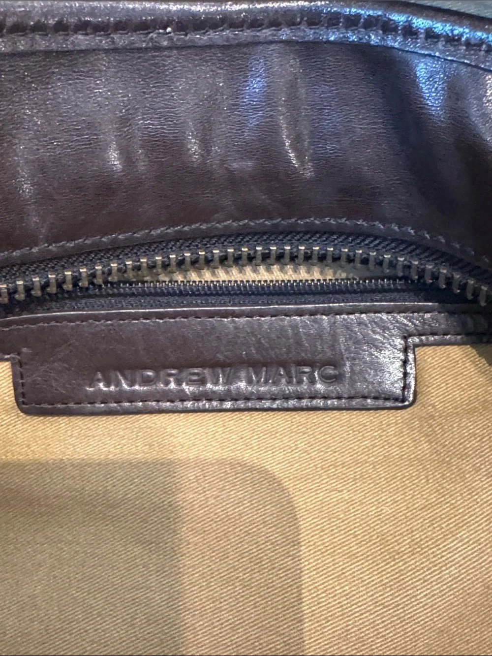 Vintage Andrew Marc Brown Leather Messenger Bag with Adjustable Strap